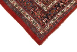 Backside of handmade 1890s Bijar rug showing knot structure and weave density
