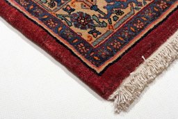 Backside of handmade 1950s Bijar rug showing knot structure and weave density