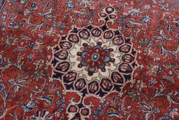 Surface texture of 1970s Bijar rug with natural Wool and intricate pattern