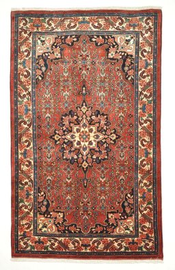 Full view of 2000s Bijar rug from Iran / Persia, 219 × 135 cm in Red tones