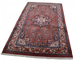 Close-up detail of 2000s Bijar rug from Iran / Persia showing Wool weave
