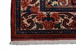 Backside of handmade 2000s Bijar rug showing knot structure and weave density