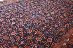 Close-up detail of 1930s Bijar rug from Iran / Persia showing Wool weave