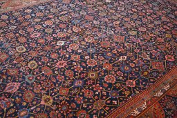 Close-up detail of 1930s Bijar rug from Iran / Persia showing Wool weave