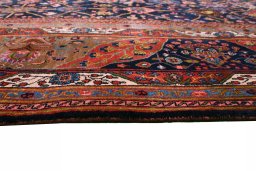 Backside of handmade 1930s Bijar rug showing knot structure and weave density