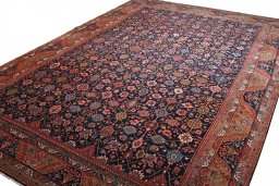 Close-up detail of 1930s Bijar rug from Iran / Persia showing Wool weave