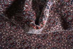 Close-up detail of New Bijar rug from Iran / Persia showing Cork weave