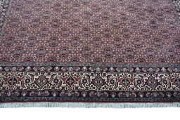 Close-up detail of New Bijar rug from Iran / Persia showing Cork weave