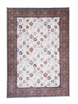 Full view of New Bijar rug from Iran / Persia, 352 × 247 cm in Beige tones