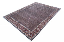 Corner detail of New Bijar rug showing border pattern and Cork pile