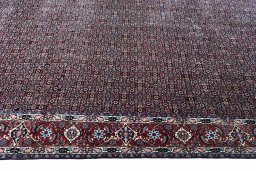 Close-up detail of New Bijar rug from Iran / Persia showing Cork weave