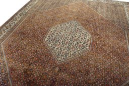Backside of handmade 2000s Bijar rug showing knot structure and weave density