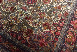 Corner detail of 2000s Bijar rug showing border pattern and Cork pile