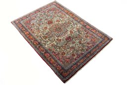 Surface texture of 2000s Bijar rug with natural Cork and intricate pattern