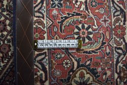 Backside of handmade New Bijar rug showing knot structure and weave density