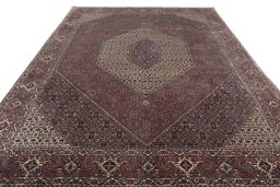 Surface texture of New Bijar rug with natural Wool and intricate pattern