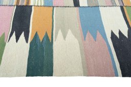 Close-up detail of New Bijar rug from Iran / Persia showing Wool weave