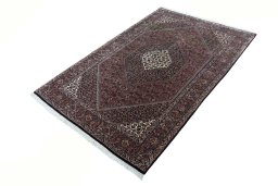 Corner detail of New Bijar rug showing border pattern and Cork pile