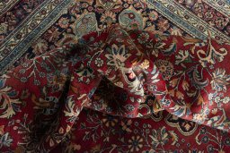 Surface texture of 1970s Bijar rug with natural Wool and intricate pattern