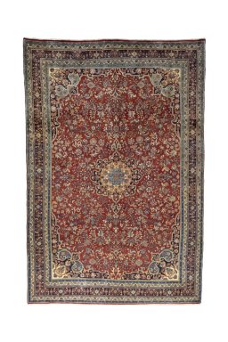 Full view of 1970s Bijar rug from Iran / Persia, 331 × 221 cm in Red tones