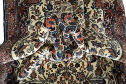 Close-up detail of 2000s Bijar rug from Iran / Persia showing Wool weave
