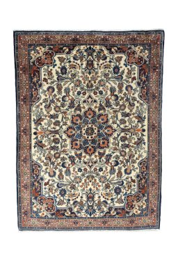 Full view of 2000s Bijar rug from Iran / Persia, 156 × 114 cm in Beige tones