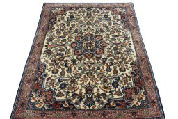 Surface texture of 2000s Bijar rug with natural Wool and intricate pattern