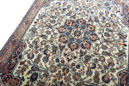 Backside of handmade 2000s Bijar rug showing knot structure and weave density
