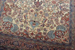 Close-up detail of 2000s Bijar rug from Iran / Persia showing Wool weave