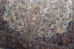 Close-up detail of 1970s Bijar rug from Iran / Persia showing Wool weave