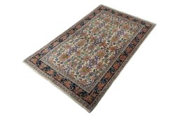Corner detail of 2000s Bijar rug showing border pattern and Wool pile