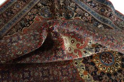 Surface texture of 1970s Bijar rug with natural Cork and intricate pattern