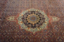 Central medallion detail of 1970s Bijar rug from Iran / Persia
