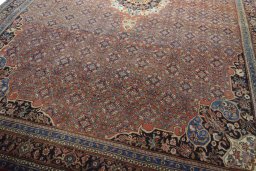 Close-up detail of 1970s Bijar rug from Iran / Persia showing Cork weave