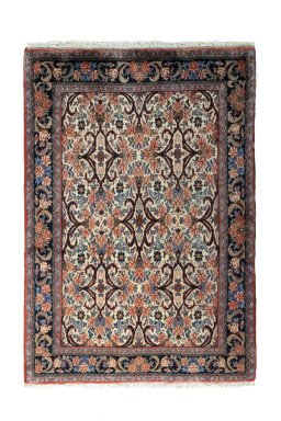 Full view of 2000s Bijar rug from Iran / Persia, 149 × 103 cm in Beige tones