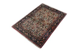 Corner detail of 2000s Bijar rug showing border pattern and Wool pile