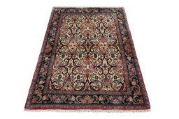 Surface texture of 2000s Bijar rug with natural Wool and intricate pattern