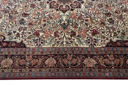 Corner detail of 1970s Bijar rug showing border pattern and Wool pile