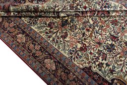 Close-up detail of 1970s Bijar rug from Iran / Persia showing Wool weave