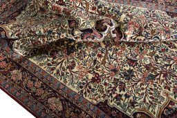 Surface texture of 1970s Bijar rug with natural Wool and intricate pattern