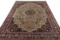 Surface texture of 1970s Bijar rug with natural Wool and intricate pattern