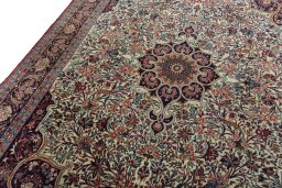 Backside of handmade 1970s Bijar rug showing knot structure and weave density