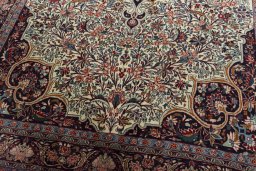 Close-up detail of 1970s Bijar rug from Iran / Persia showing Wool weave
