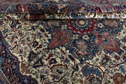 Close-up detail of 1970s Bijar rug from Iran / Persia showing Wool weave