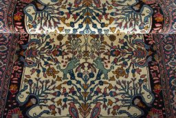 Corner detail of 2000s Bijar rug showing border pattern and Wool pile