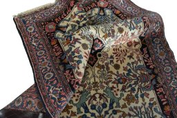 Close-up detail of 2000s Bijar rug from Iran / Persia showing Wool weave