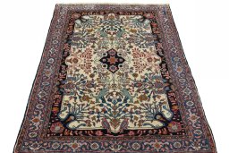 Surface texture of 2000s Bijar rug with natural Wool and intricate pattern