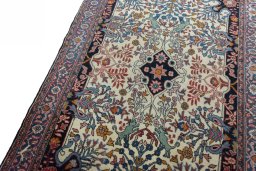 Backside of handmade 2000s Bijar rug showing knot structure and weave density