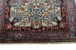 Close-up detail of 2000s Bijar rug from Iran / Persia showing Wool weave