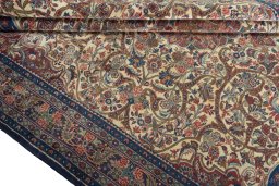 Close-up detail of 1970s Bijar rug from Iran / Persia showing Wool weave